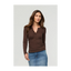 DUER Women's Ribbed Pima Long Sleeve Henley Espresso