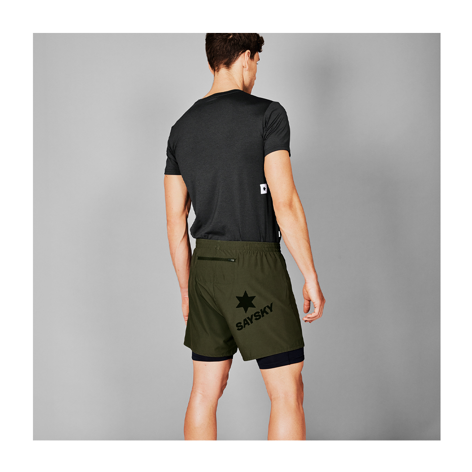 SAYSKY Men's 2 In 1 Pace Shorts 5'' Green Secondary image
