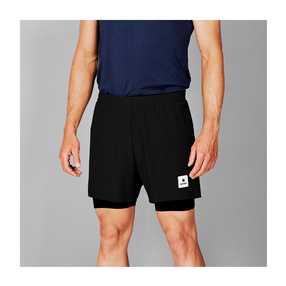 SAYSKY Men's 2 In 1 Pace Shorts 5'' Black