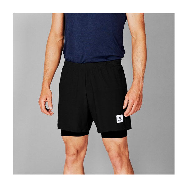 SAYSKY Men's 2 In 1 Pace Shorts 5'' Black