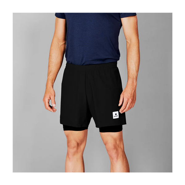 SAYSKY Men's 2 In 1 Pace Shorts 5'' Black