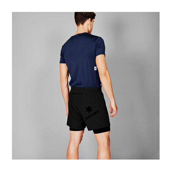 SAYSKY Men's 2 In 1 Pace Shorts 5'' Black