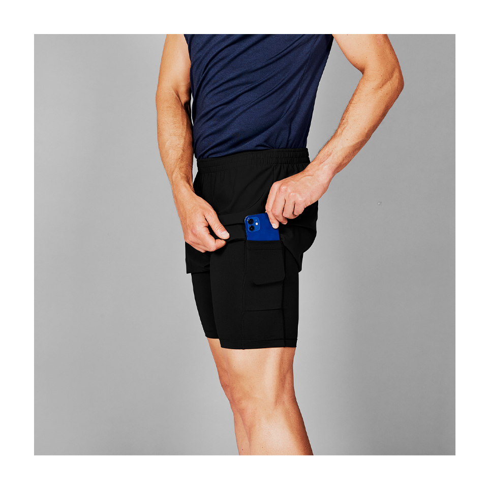 SAYSKY Men's 2 In 1 Pace Shorts 5'' Black