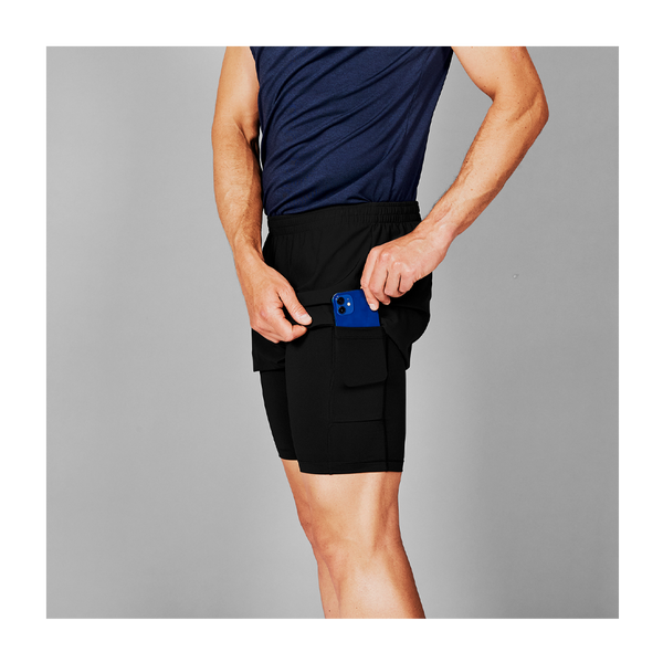 SAYSKY Men's 2 In 1 Pace Shorts 5'' Black
