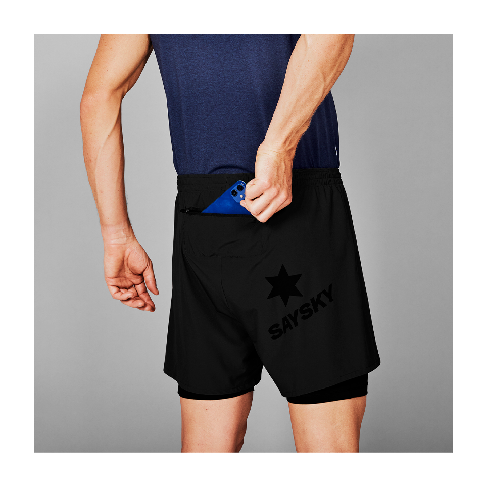 SAYSKY Men's 2 In 1 Pace Shorts 5'' Black
