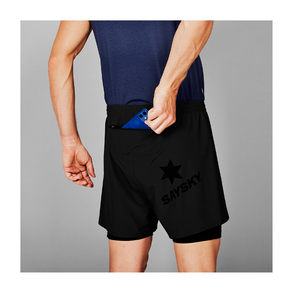 SAYSKY Men's 2 In 1 Pace Shorts 5'' Black