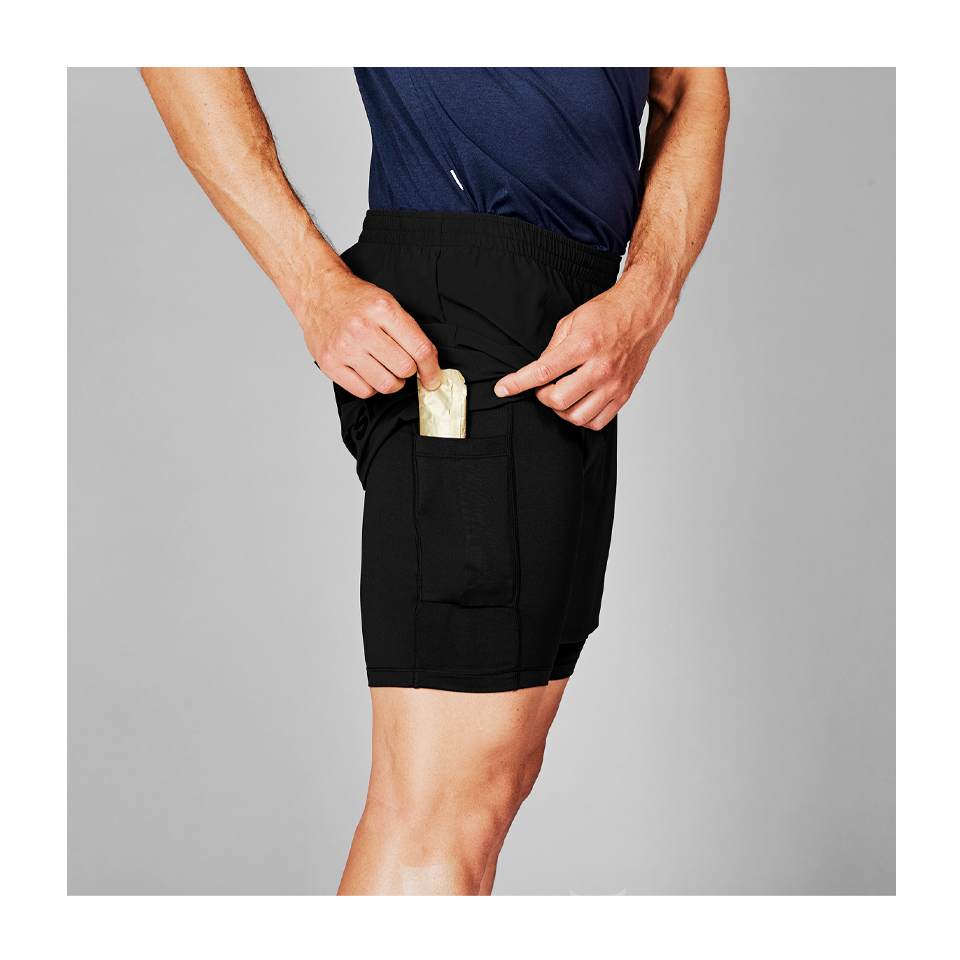 SAYSKY Men's 2 In 1 Pace Shorts 5'' Black