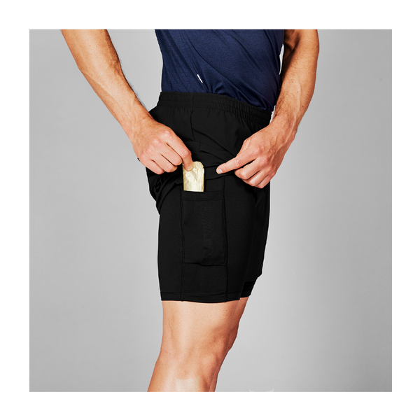 SAYSKY Men's 2 In 1 Pace Shorts 5'' Black