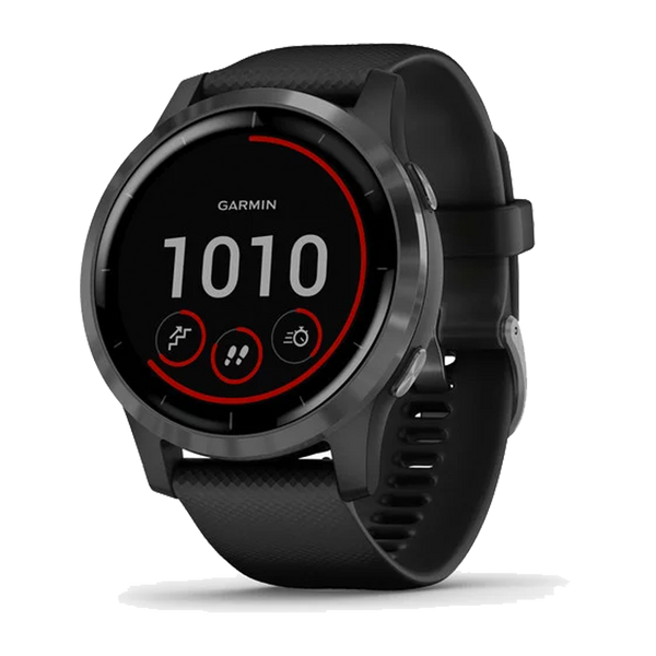 Garmin vivoactive 4 Slate Stainless Steel Bezel with Black Case and Silicone Band