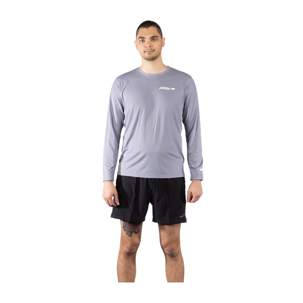 Brooks Men's Eat. Sleep. Run. Repeat. Podium L/S Light Grey Heather