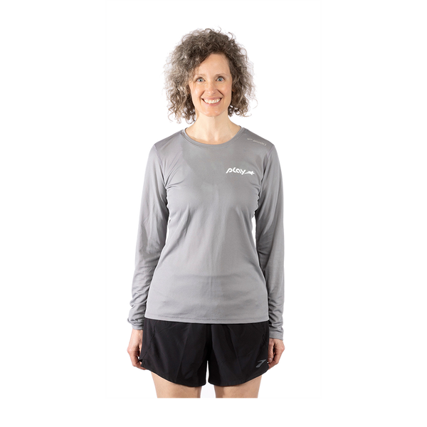 Brooks Women's Eat. Sleep. Run. Repeat. Podium L/S Light Grey Heather