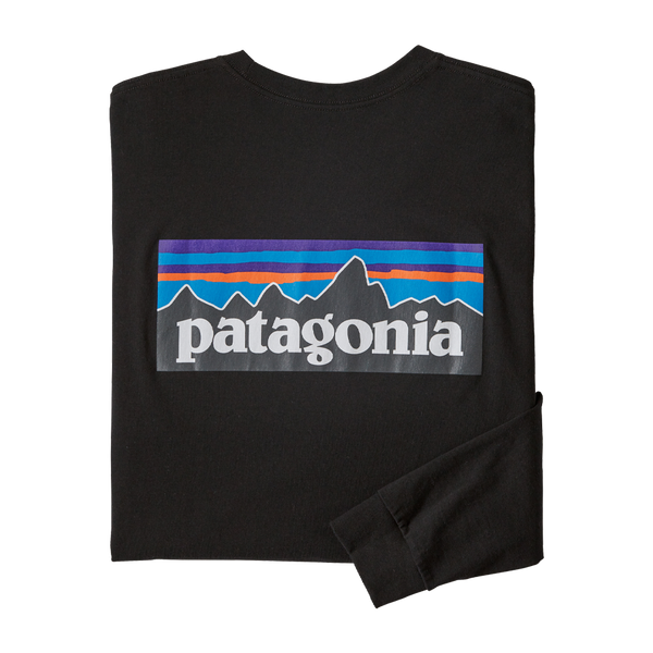 Patagonia Men's Long-Sleeved P-6 Logo Responsibili-Tee Black