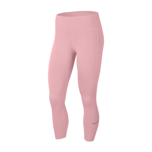 Nike Women's Epic Luxe Mid-Rise Crop Pocket Running Leggings Pink Glaze