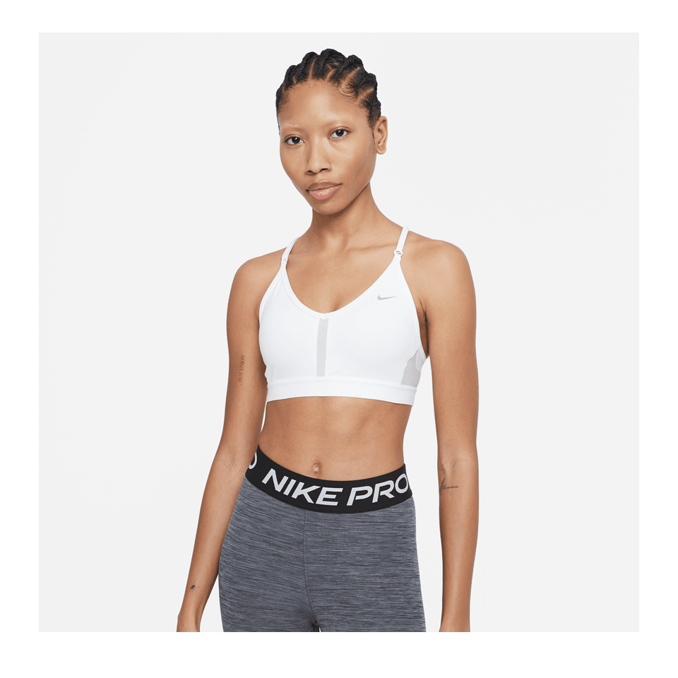 Nike Women's Nike Dri-FIT Indy Light-Support Padded V-Neck Sports Bra White/Grey Fog/Particle Grey