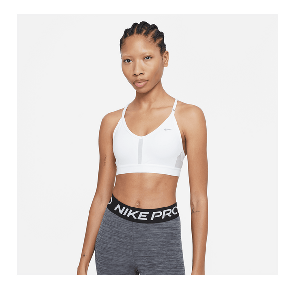 Nike Women's Nike Dri-FIT Indy Light-Support Padded V-Neck Sports Bra White/Grey Fog/Particle Grey