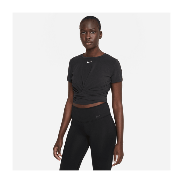 Nike Women's Dri-FIT One Luxe Twist Cropped Short-Sleeve Top Black/Reflective Silv