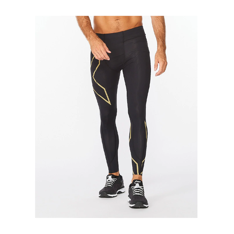 2XU Men's Light Speed Compression Tights Black/Gold Reflective Main image