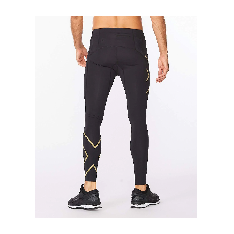 2XU Men's Light Speed Compression Tights Black/Gold Reflective Secondary image