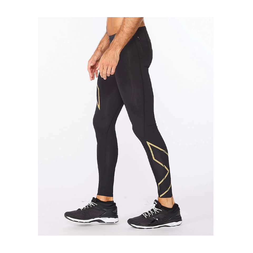 2XU Men's Light Speed Compression Tights Black/Gold Reflective