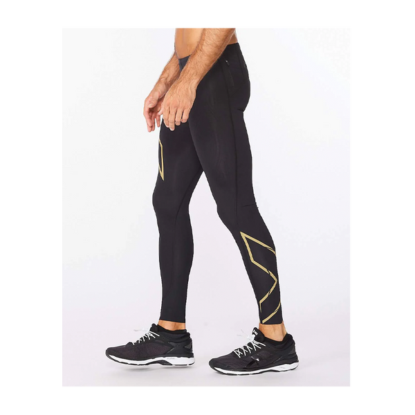 2XU Men's Light Speed Compression Tights Black/Gold Reflective