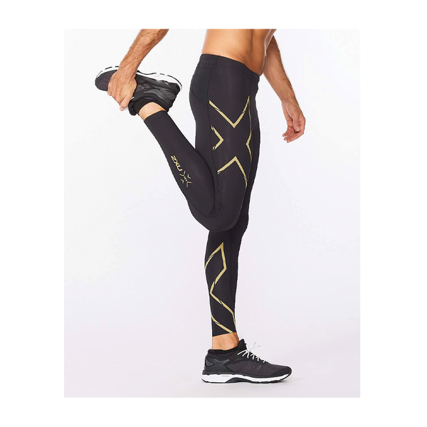 2XU Men's Light Speed Compression Tights Black/Gold Reflective