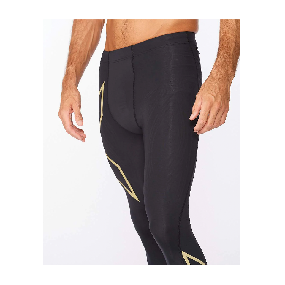 2XU Men's Light Speed Compression Tights Black/Gold Reflective