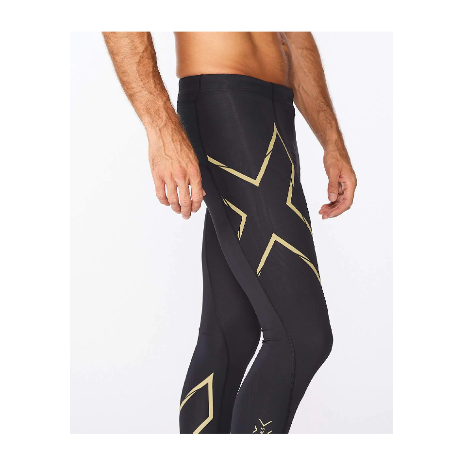 2XU Men's Light Speed Compression Tights Black/Gold Reflective