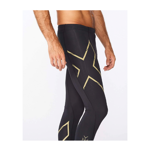 2XU Men's Light Speed Compression Tights Black/Gold Reflective