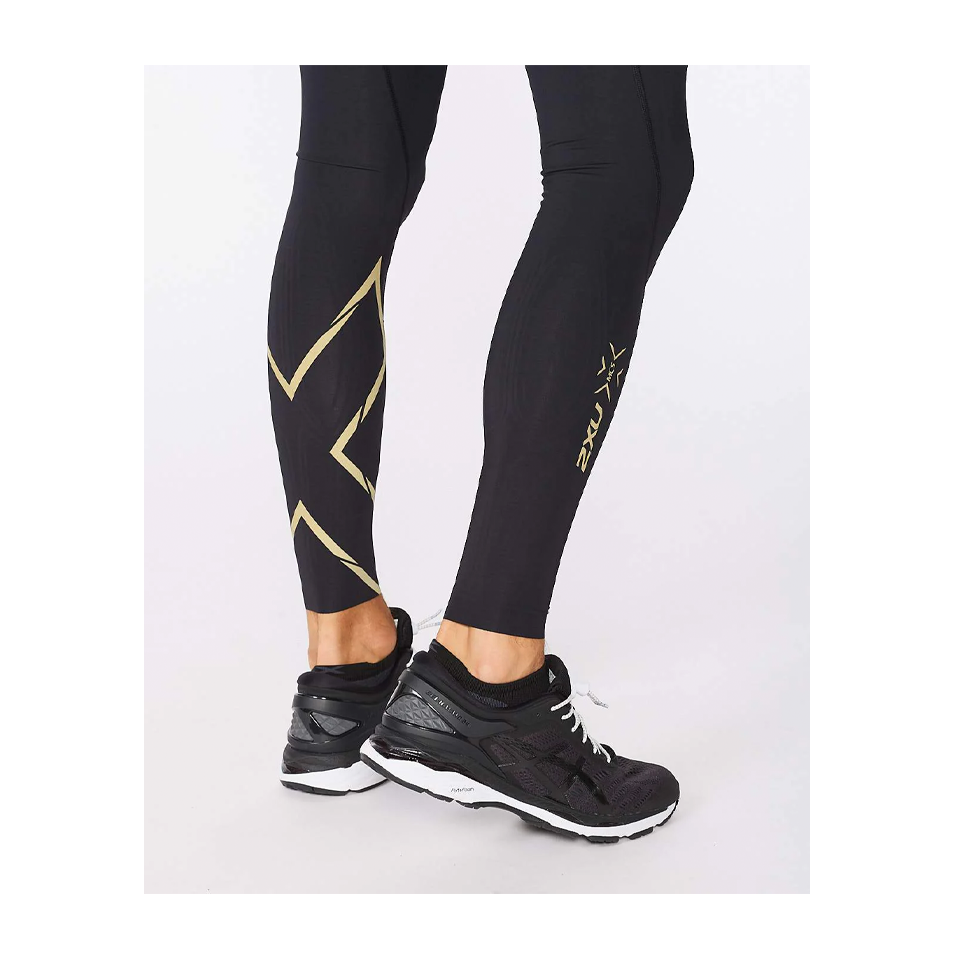 2XU Men's Light Speed Compression Tights Black/Gold Reflective