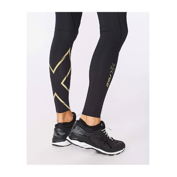 2XU Men's Light Speed Compression Tights Black/Gold Reflective