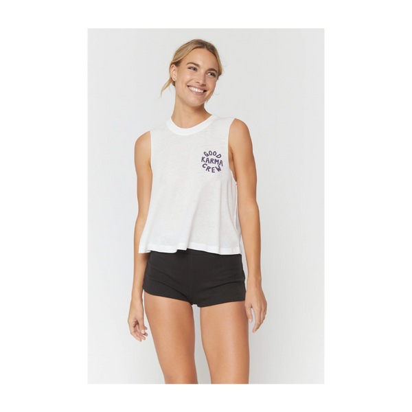 Spiritual Gangster Women's Karma Crew Crop Tank Stone