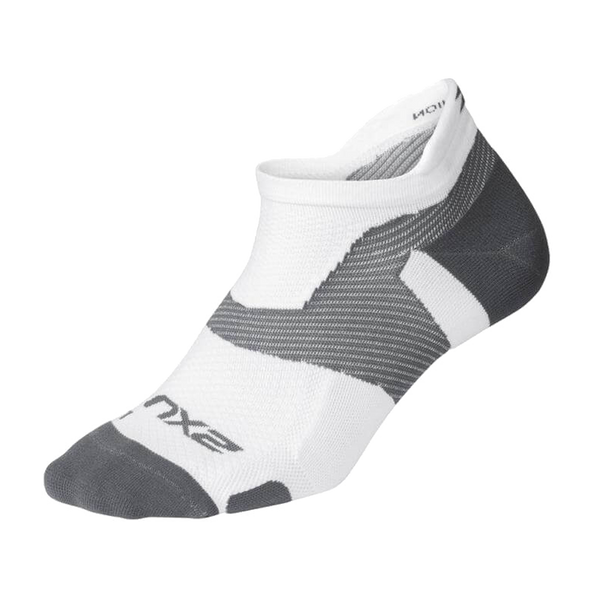 2XU Vectr Light Cushion No Show Compression Socks White/Grey