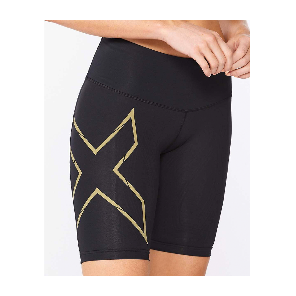 2XU Stretch Waist Black/Gold Mens Light Speed Compression Tights