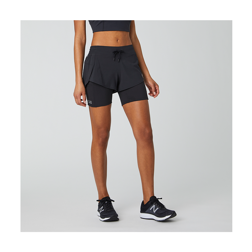 New Balance Women's Impact Run 2 In 1 Short Black - Play Stores Inc