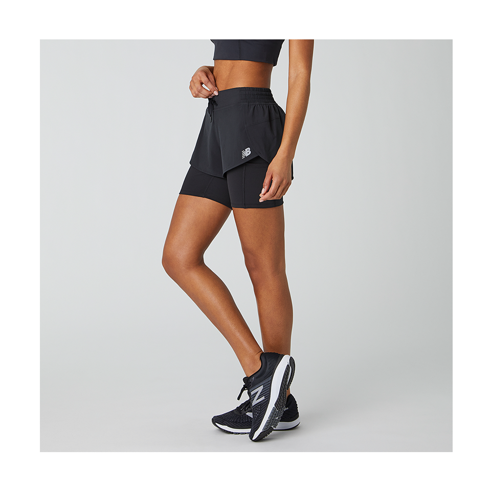 New Balance Women's Impact Run 2 In 1 Short Black - Play Stores Inc